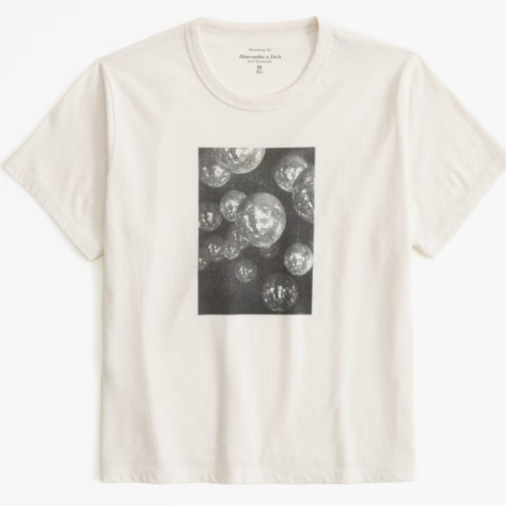 NWOT Abercrombie Short Sleeve Disco Ball Graphic Skimming Tee